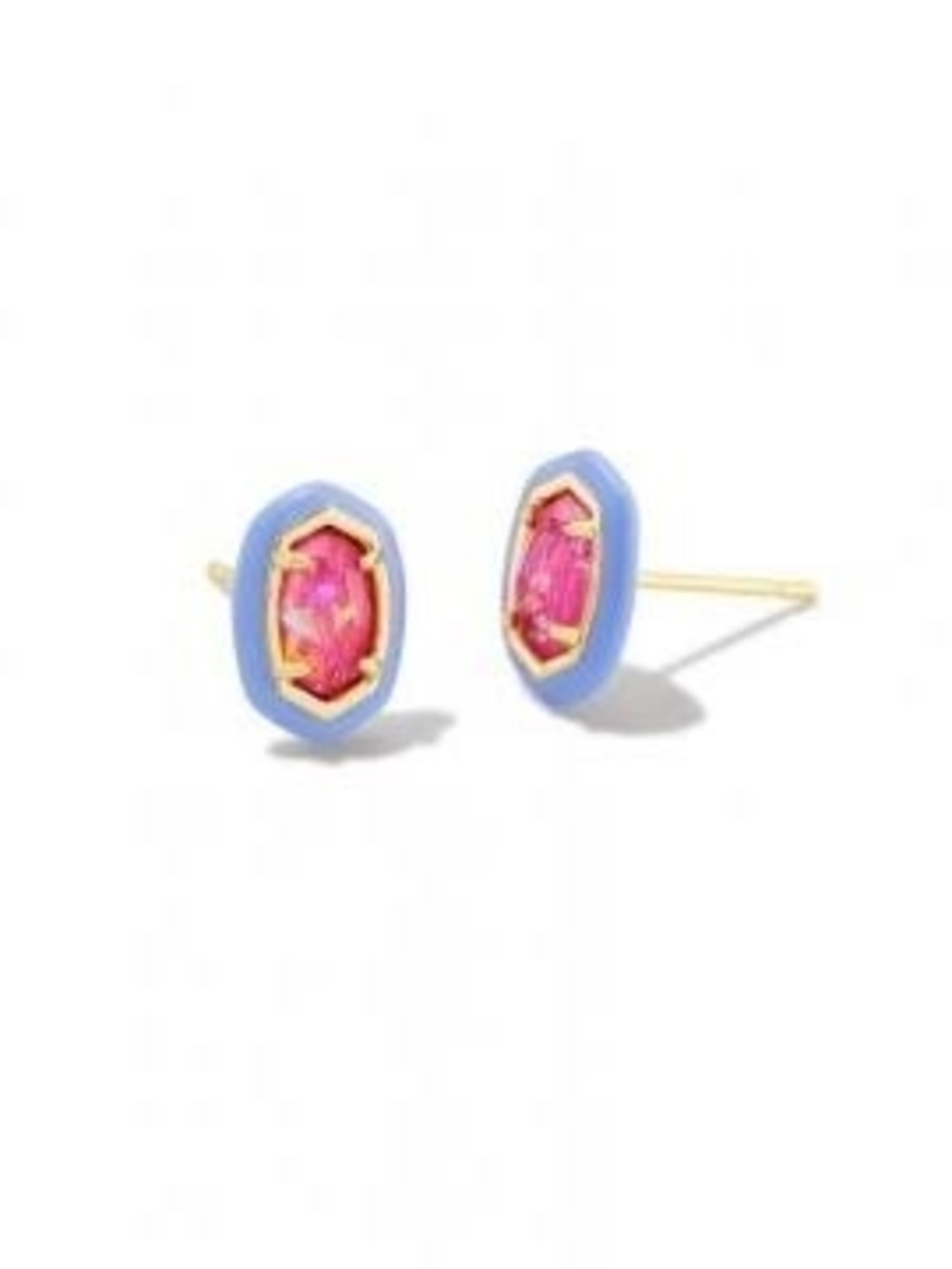 Barbie x Kendra Scott Gold Emile Stud Earrings In Pink Iridescent Glitter Glass